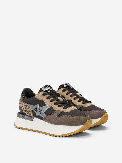 SUN68 BIG STARGIRL ANIMALIER SUEDE E NYLON